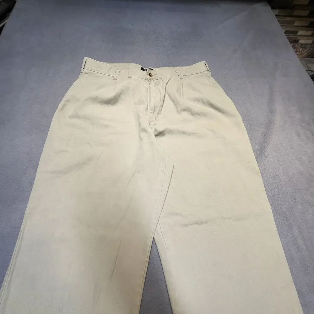 Vintage 90s Dockers Pants Mens 35x29 Tan Straight Leg Khaki Pleated